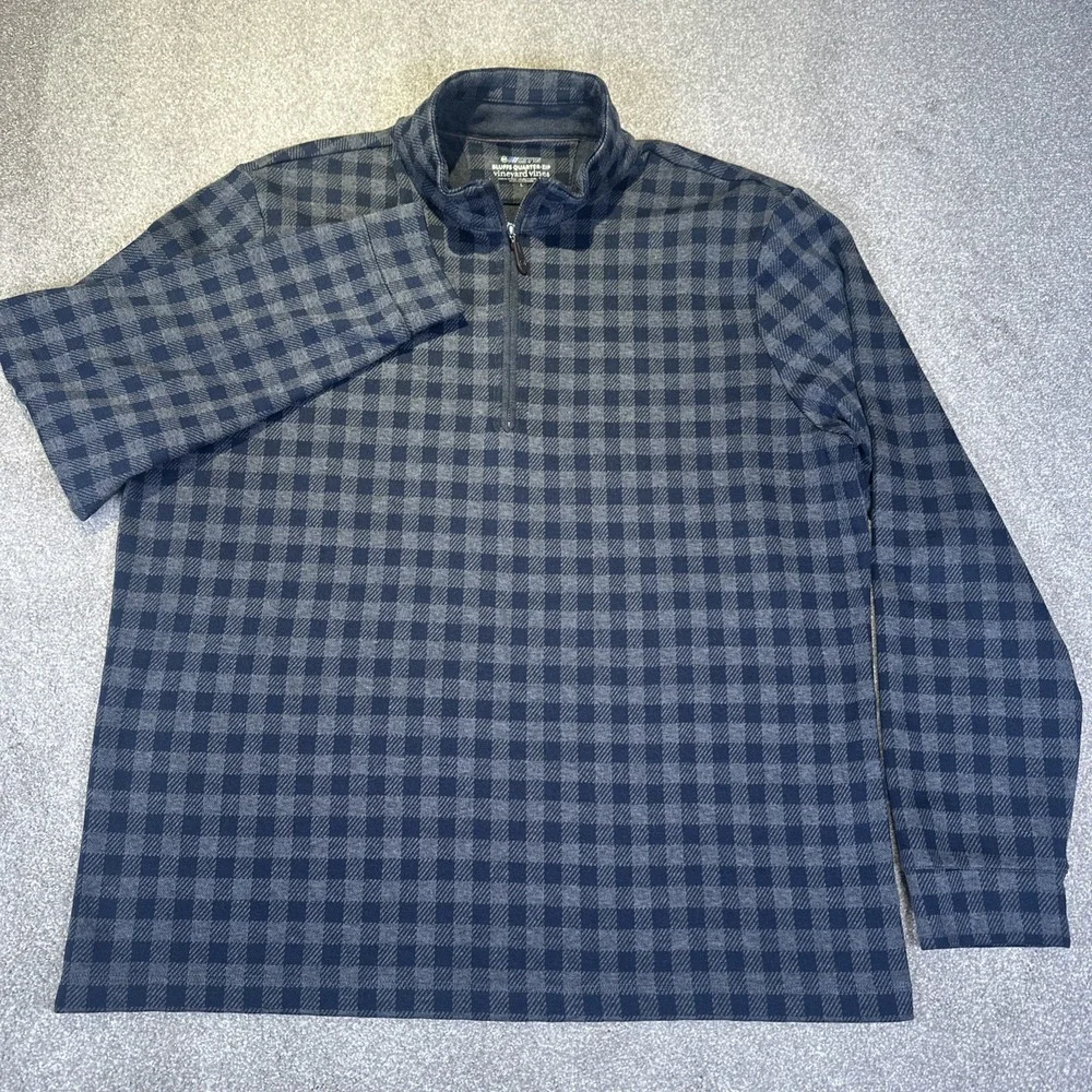 Vineyard Vines OTG Bluffs Pullover 1/4 Zip Men Large Quarter Preppy Plaid Buffal